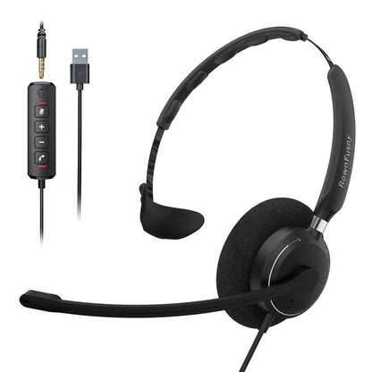 Wired Headset with Noise Canceling Microphone, with USB Plug and 3.5mm Audio Plug