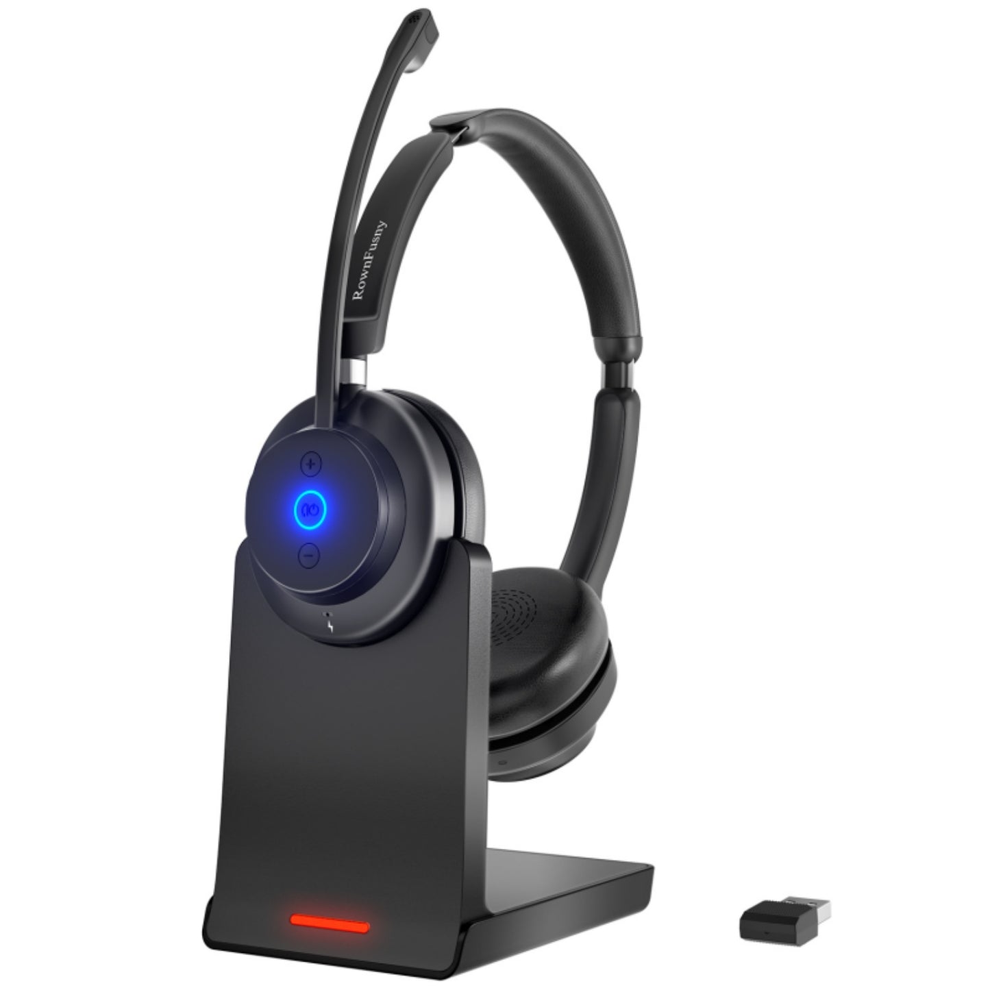 Wireless Stereo Headset with Noise Canceling Microphone, with USB Dongle & Bluetooth 5.3, Charging Base